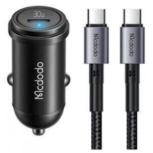 Mcdodo 30W PD Car Charger with C to C Cable Fast Charging - Black - 18 Months Warranty