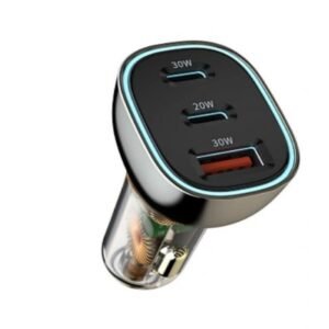 WiWU 30w Fast Charging Transparent Design Max support 30W output Car Charger with 7 LED light - 18 Month Warranty