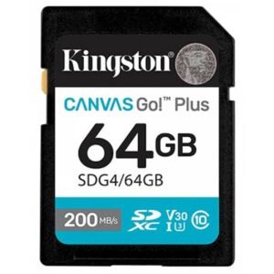 Kingston Canvas Go! Plus SD Memory Card (64GB) For DSLRs, Mirrorless Cameras & 4K Video Up to 200MB/s