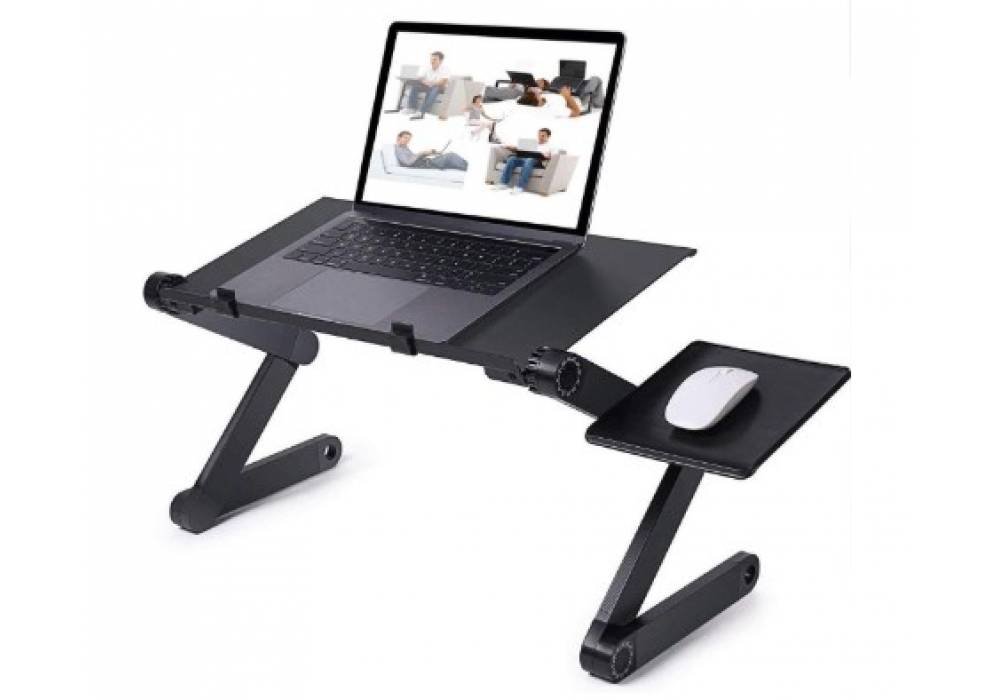 Adjustable Laptop Desk, Laptop Stand for Bed Portable Lap Desk Foldable Table Workstation Notebook Riser with Mouse Pad, Ergonomic Computer Tray Reading Holder Bed Tray Standing Desk
