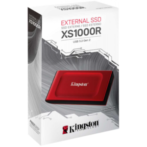 Kingston XS1000 SSD External 2TB Pocket-sized  USB 3.2 Gen 2  Up to 1050MB/s With USB-C to USB-A Cable - Red