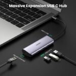 UGREEN 3-in-1 USB-C Hub with 3 USB 3.0 Ports, Gigabit Ethernet Adapter and 5V Micro USB Power Supply