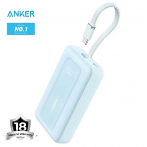 Anker Zolo Powerbank 10000mAh 30W Power Bank Portable Charger with Built-in USB C Cable A1688 (Blue) - 18 Month Warranty