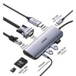 UGREEN USB C Hub, 10-in-1 USB-C Docking Station, 4K HDMI& VGA Dual Monitor, 1Gbps Ethernet, 100W PD, 3 3.0 Ports, 3.5mm Audio Jack, SD/TF Card Reader Multiport Adapter for MacBook iPad Dell HP