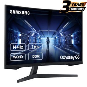 SAMSUNG 32" Odyssey G5 2K WQHD (2560 X 1440) VA,  HDR10 Gaming Monitor with 1000R Curved Screen, 144Hz, 1ms, FreeSync Premium