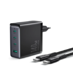 JOYROOM GaN Ultra JR-TCG05 140W 3C1A Fast Charger-Black+240W C to C Cable 1.2m-Black / 18 Month Warranty