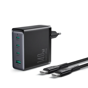 JOYROOM GaN Ultra JR-TCG05 140W 3C1A Fast Charger-Black+240W C to C Cable 1.2m-Black / 18 Month Warranty