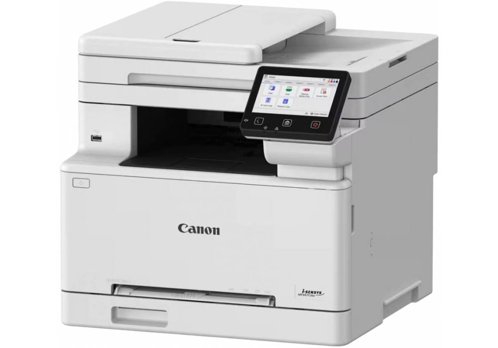 Canon i-SENSYS MF664Cdw Color Laser Multi-Function Printer, 25 ppm Speed, 3-in-1 Print Scan Copy, Auto Duplex, Wireless & Gigabit Ethernet, Secure Print, 12.7cm Touchscreen, White