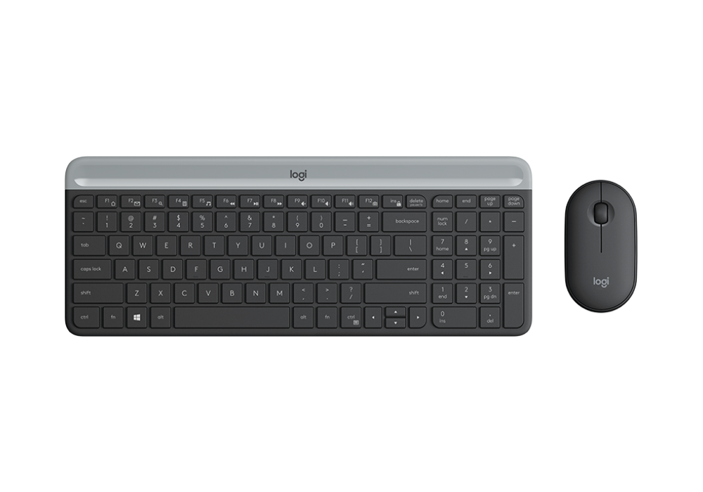 Logitech MK470 Slim Wireless Keyboard and Mouse Combo - Modern Compact Layout, Ultra Quiet, 2.4 GHz USB - Graphite