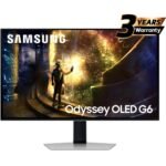 Samsung Odyssey OLED G6 (DG612) 27" Flat Monitor 2K (2560 x 1440) 240Hz, 0.03ms(GTG), Quantum Dot, HDR10+, 99% DCI Coverage, 10Bit, HDMI 2.1, G-Sync compatible w/ Sleek Metal Design & Ergonomic Stand
