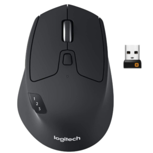 Logitech M720 Triathlon Multi-Device Wireless Mouse, Bluetooth, USB Unifying Receiver, 1000 DPI, 8 Buttons, 2-Year Battery, Compatible with Laptop, PC, Mac, iPadOS - Black