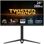 Twisted Minds 24.5" FHD Flat Gaming Monitor, Fast IPS, 280Hz, 1ms MPRT, Console Ready HDMI 2.1, HDR 100, Nvidia G-SYNC & AMD-SYNC w/ RGB Lights