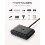 UGREEN 4-in-1 USB 3.0 Data Hub with 4 USB 3.0 Ports, 5 Gbps Data Transfer, 1M Cable