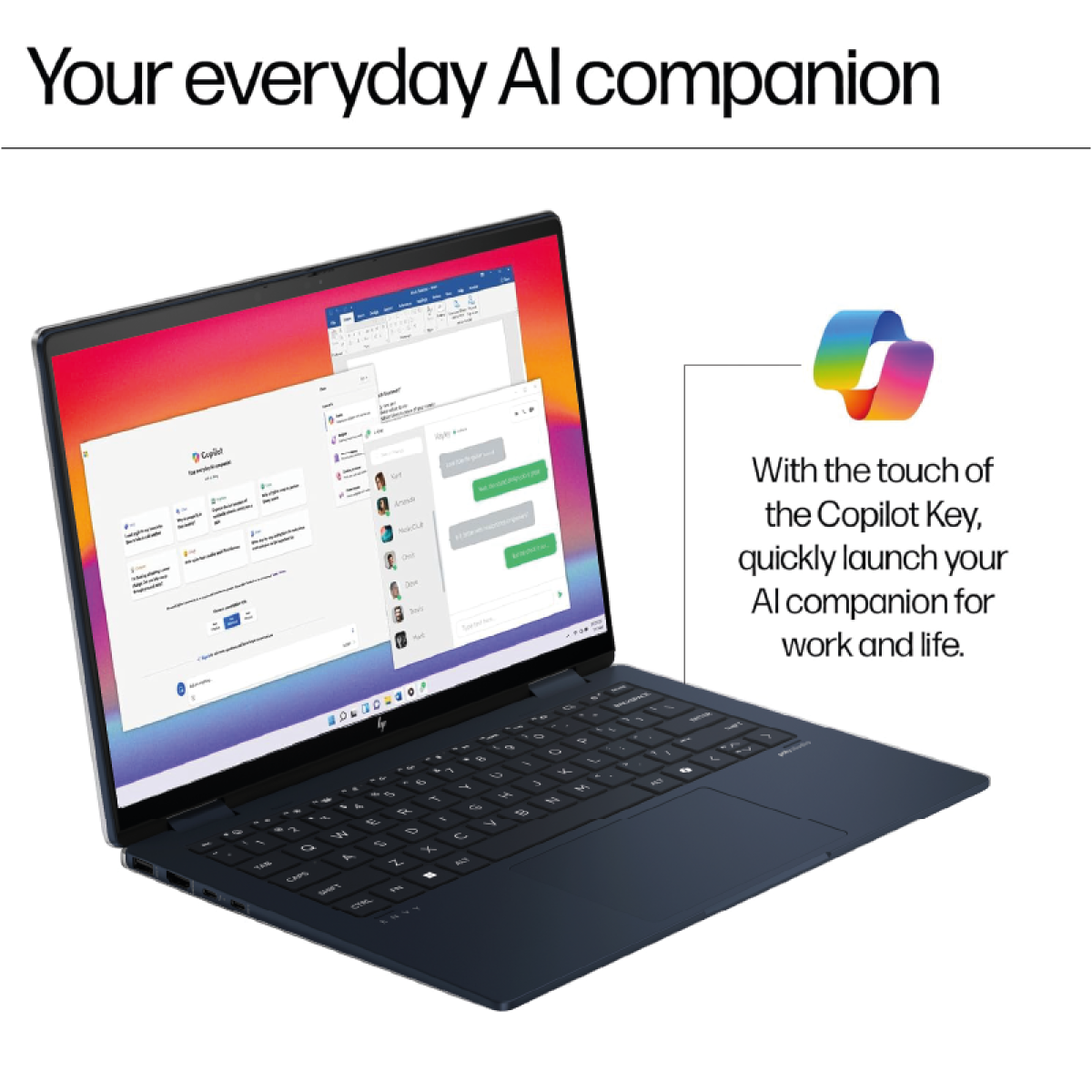 HP Envy x360 2-in-1 Laptop 14-fc0046ne Intel Core Ultra 7 155U Processor 12-Cores With Built-in AI 14" 360 Touch WUXGA 300 nits With Tilt Pen - Atmospheric Blue - Image 2