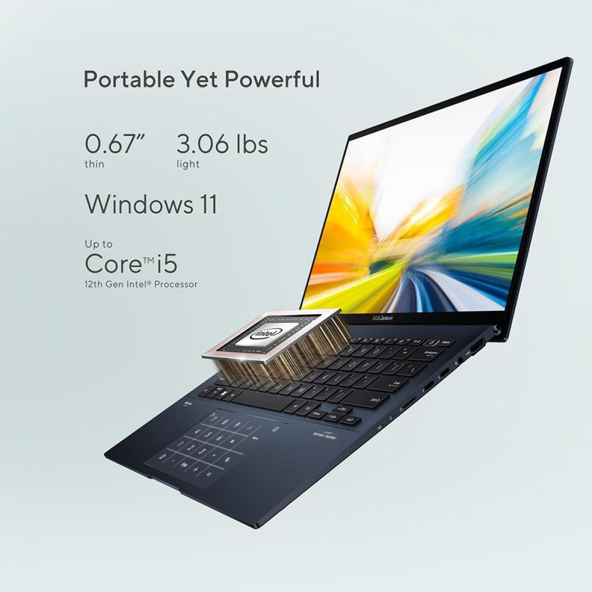 Laptop ASUS Zenbook 14 OLED, Intel® Core™ i5-1240P 12Gen, 8GB DDR4, 512GB SSD, Iris Xe, 14" OLED (WQXGA+), Windows 11 home, Ponder Blue - Image 4