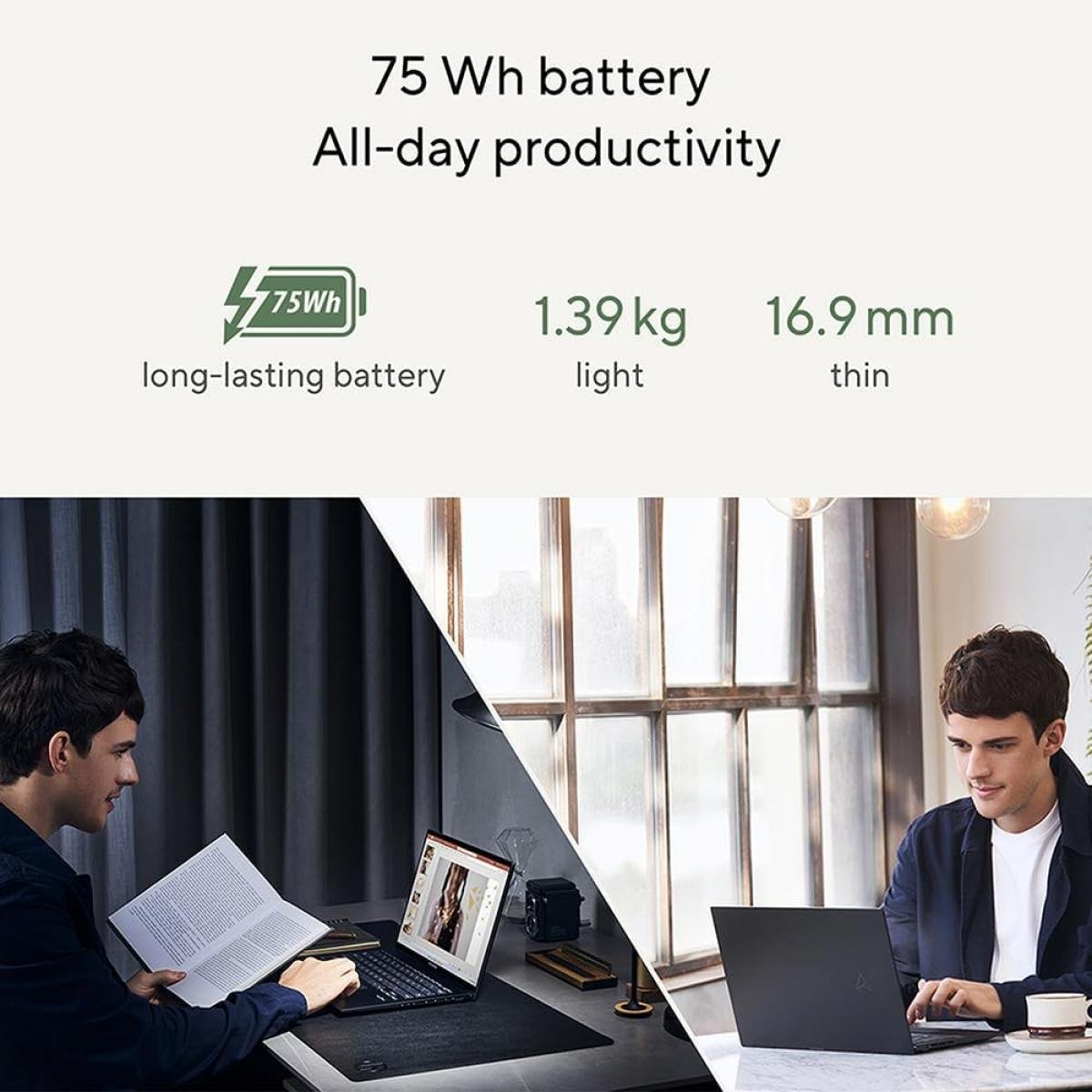 Laptop ASUS Zenbook 14 OLED, Intel® Core™ i5-1240P 12Gen, 8GB DDR4, 512GB SSD, Iris Xe, 14" OLED (WQXGA+), Windows 11 home, Ponder Blue - Image 3