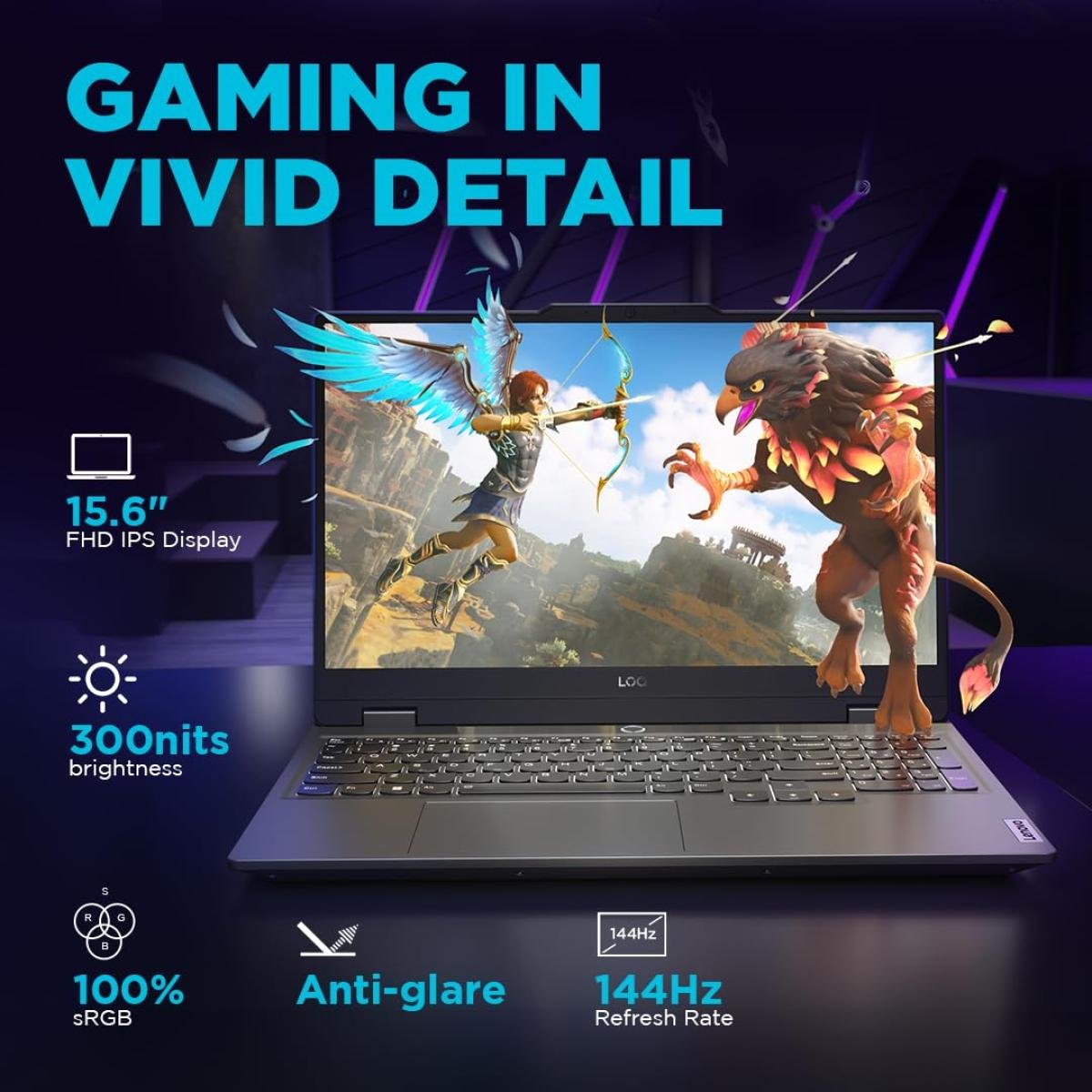 Lenovo LOQ AMD Ryzen™ 5 7235HS Processor Up to 4.2 GHz NVIDIA GeForce RTX™ 3050 6GB 15.6" FHD 144Hz Refresh Rate - Luna Grey - Image 3