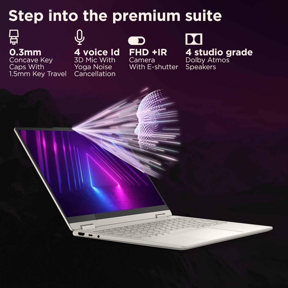 Laptop Lenovo Yoga 7 2-in-1 14ILL10, Intel Core™ Ultra 7 258V Intel® AI Boost, 32GB DDR5x, 1TB SSD, 14" 2.8K WQXGA+ (2880x1800) OLED 1100nits 100% DCI-P3 Dolby Vision Touch, Yoga Pen, Wi-Fi 7, Windows 11 Home, 2 Year Warranty - Luna Grey - Image 2