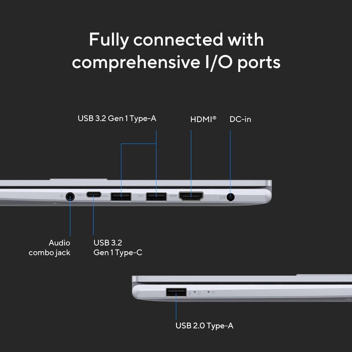 Laptop ASUS Vivobook 15X OLED Intel Core™ i5-1335U 10-Cores Processor 16GB DDR4 15.6" FHD Anti-glare display With Windows 11 Home - Cool Silver - Image 3