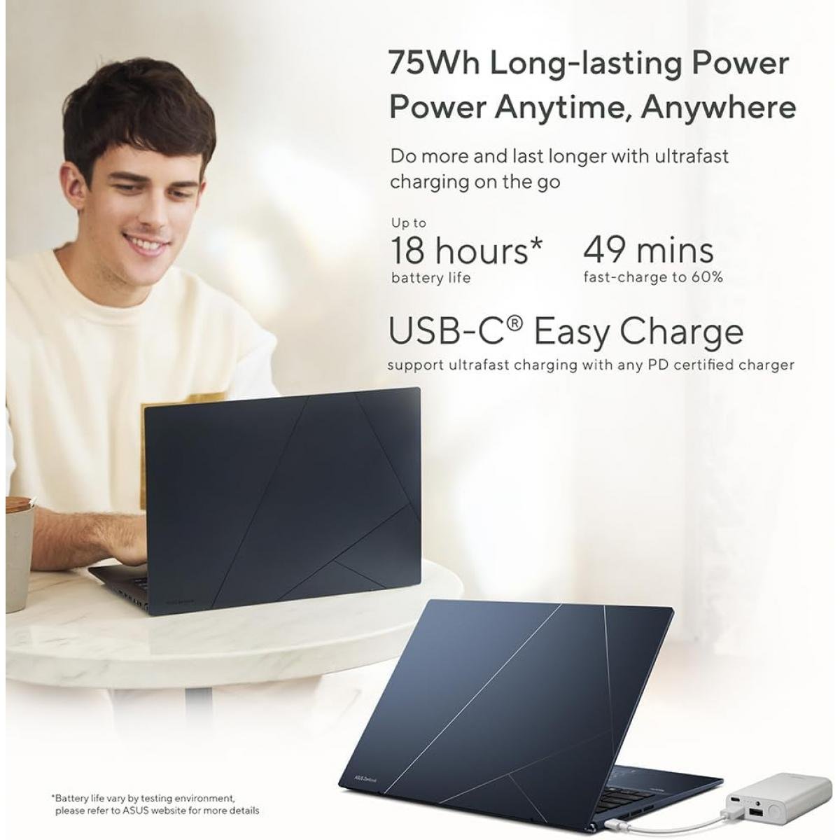 Laptop ASUS Zenbook 14 OLED, Intel® Core™ i5-1240P 12Gen, 8GB DDR4, 512GB SSD, Iris Xe, 14" OLED (WQXGA+), Windows 11 home, Ponder Blue - Image 2