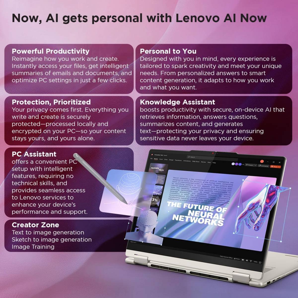 Laptop Lenovo Yoga 7 2-in-1 14ILL10, Intel Core™ Ultra 7 258V Intel® AI Boost, 32GB DDR5x, 1TB SSD, 14" 2.8K WQXGA+ (2880x1800) OLED 1100nits 100% DCI-P3 Dolby Vision Touch, Yoga Pen, Wi-Fi 7, Windows 11 Home, 2 Year Warranty - Luna Grey - Image 11