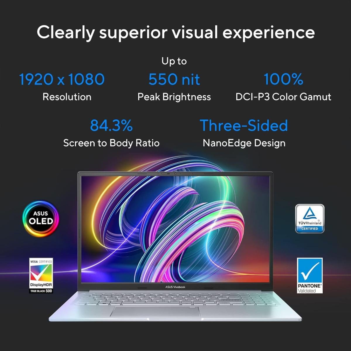 Laptop ASUS Vivobook 15X OLED Intel Core™ i5-1335U 10-Cores Processor 16GB DDR4 15.6" FHD Anti-glare display With Windows 11 Home - Cool Silver - Image 6