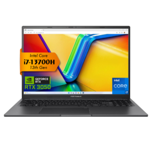 Laptop ASUS Vivobook 16X (K3605VC-N1177)  Intel® Core™ i7-13700H 13th Gen  RTX™ 3050 4GB 16 GB DDR4 - 512 GB M.2 Slim military-grade standard - 16.0" FHD+  Indie Black 2023