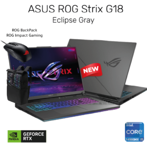 Laptop 2024 ASUS ROG Strix G18, Intel® Core™ i9-14900HX, RTX 4070 8GB DDR6, 18" 2.5K, 240Hz - Eclipse Gray + ROG Impact Gaming Mouse | 14th Generation
