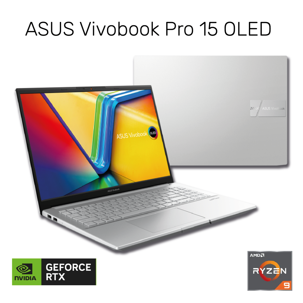 New Laptop ASUS Vivobook Pro 15 OLED AMD Ryzen 9 7940HS NVIDIA RTX™ 4050 6GB DDR6, 16GB DDR5X 1TB SSD 15.6" 2.8K OLED | Cool Silver