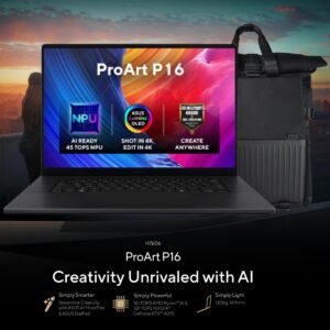 Laptop ASUS ProArt P16 AMD Ryzen™ AI 9 HX 370 Processor XDNA™ NPU up to 50TOPS NVIDIA GeForce RTX 4070 8GB GDDR6 16" 4K OLED 500nits HDR Touch - Nano Black