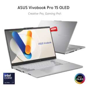 ASUS Vivobook Pro 15 OLED (2024), AI Ready, 15.6” 3K 120Hz OLED Laptop, Intel Core Ultra 7 155H, NVIDIA GeForce RTX™ 4050, 1TB SSD,  Cool Silver