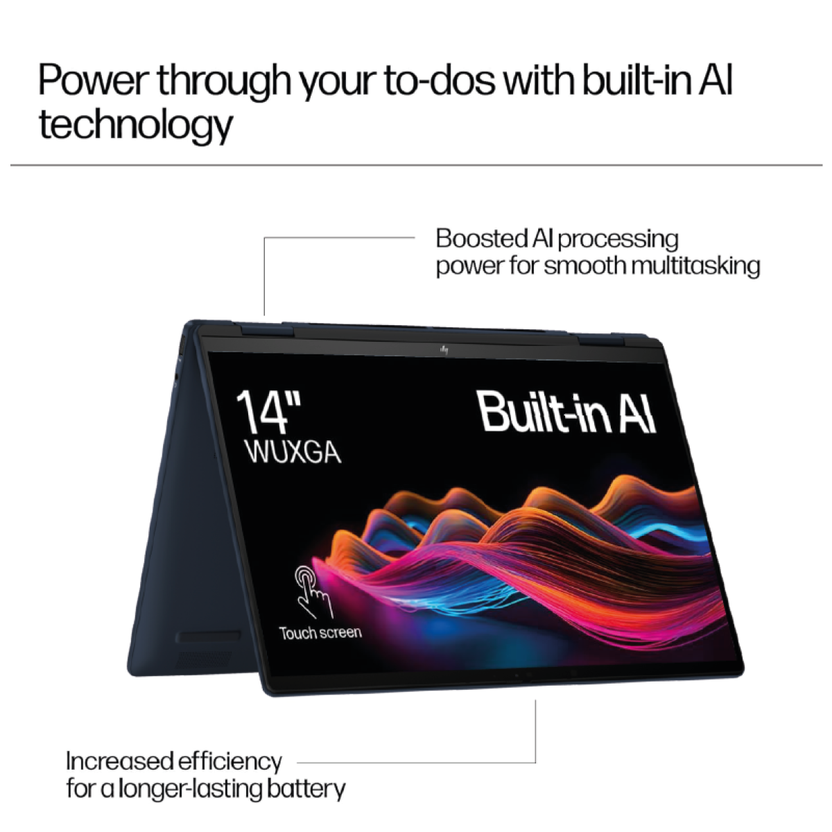 HP Envy x360 2-in-1 Laptop 14-fc0046ne Intel Core Ultra 7 155U Processor 12-Cores With Built-in AI 14" 360 Touch WUXGA 300 nits With Tilt Pen - Atmospheric Blue - Image 3