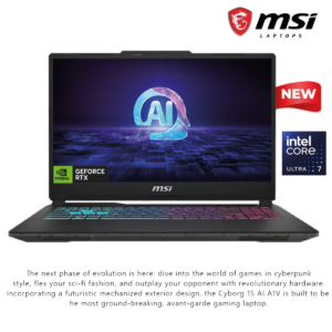 Laptop MSI Cyborg AI A1VFK | Intel® Core™ Ultra 7 processor 155H NVIDIA GeForce RTX 4060 8GB DDR6 15.6" FHD 144Hz IPS-Level MSI AI Engine