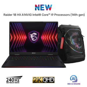 New Laptop MSI Raider 18 HX A14VIG Intel Core i9-14900HX 14Gen 24 Core RTX 4070 8GB, 32 GB DDR5 , 1TB SSD, 18" QHD+ (2560x1600), 240Hz IPS SteelSeries KB w/ TITAN Gaming Backpack WARRANTY 2 YEARS