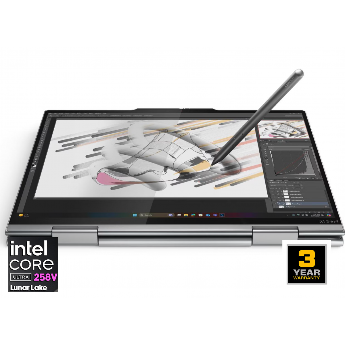NEW Laptop Lenovo ThinkPad X1 2-in-1 Gen 10 Aura Edition Intel Core Ultra 7 258V Lunar Lake 8-Core 4.8GHz Intel Arc Graph. High-Range Battery 14" WUXGA IPS Touch Windows 11 Pro - 3 Years Warranty