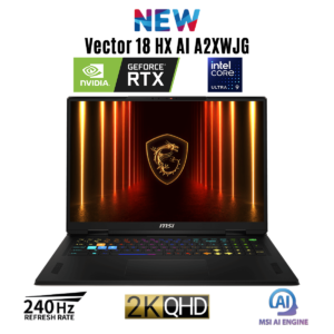 New Laptop MSI Vector 18 HX A2XWJG Intel® Core™ Ultra 9 275HX 24 Core NVIDIA RTX 5090 24GB GDDR7, 64 GB DDR5, 2TB SSD, 18"  QHD+ (2560 x 1600) 240Hz IPS, Windows 11 Home, Intel® Killer™ BE Wi-Fi 7 + Bluetooth 5.4 - Cosmos Gray