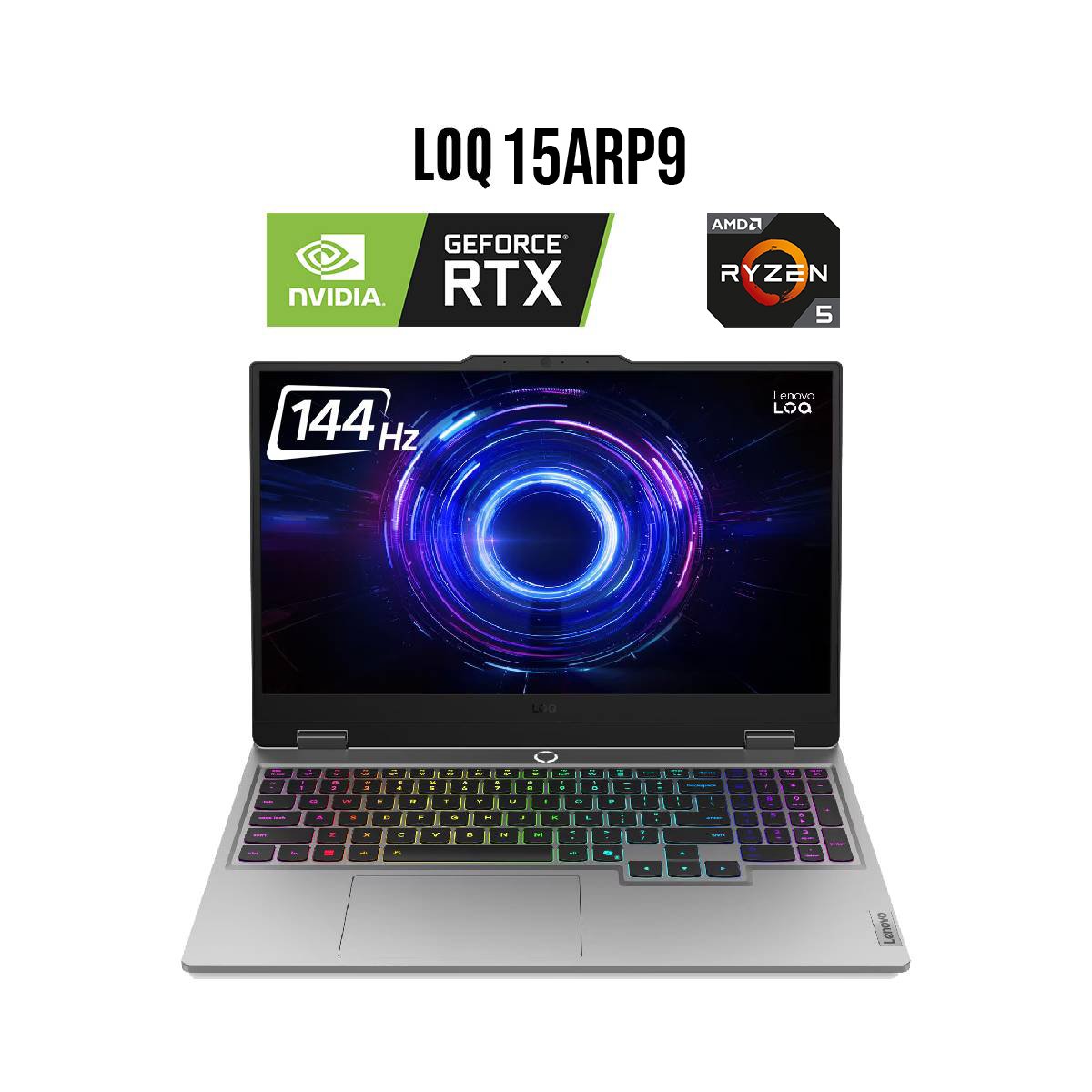 Lenovo LOQ 15ARP9 Gaming Laptop, AMD Ryzen 5 7235HS, NVIDIA GeForce RTX 4050 6GB GDDR6, 12GB DDR5, 512GB SSD, 15.6" FHD IPS 144Hz Display - Luna Grey