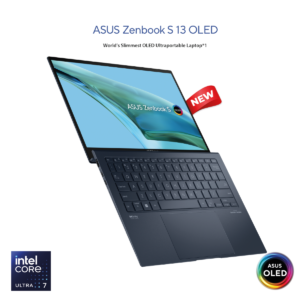 Laptop ASUS Zenbook S 13 OLED | Intel® Core™ Ultra 7 Processor | 16GB DDR5X  | 1TB M.2 | 13.3-inch 3K (2880 x 1800) OLED | Slim & Light Windows 11 Home with Sleeve