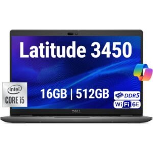 Dell Latitude 3450 14" Business Laptop, Intel 10 Core i5-1335U, 16GB DDR5 (Customized), 512GB NVMe, WiFi 6E + BT, HD Webcam, RJ-45 - Gray