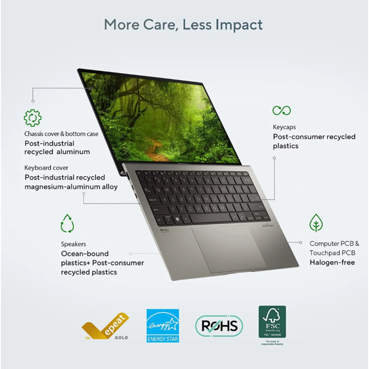 ASUS Zenbook s13 13.3 2.8K World’s Slimmest Laptop OLED Core i7-1355U -512GB SSD M.2 13th Generation Basalt Grey Aluminum - Windows Hello / Windows 11 Home - Image 6