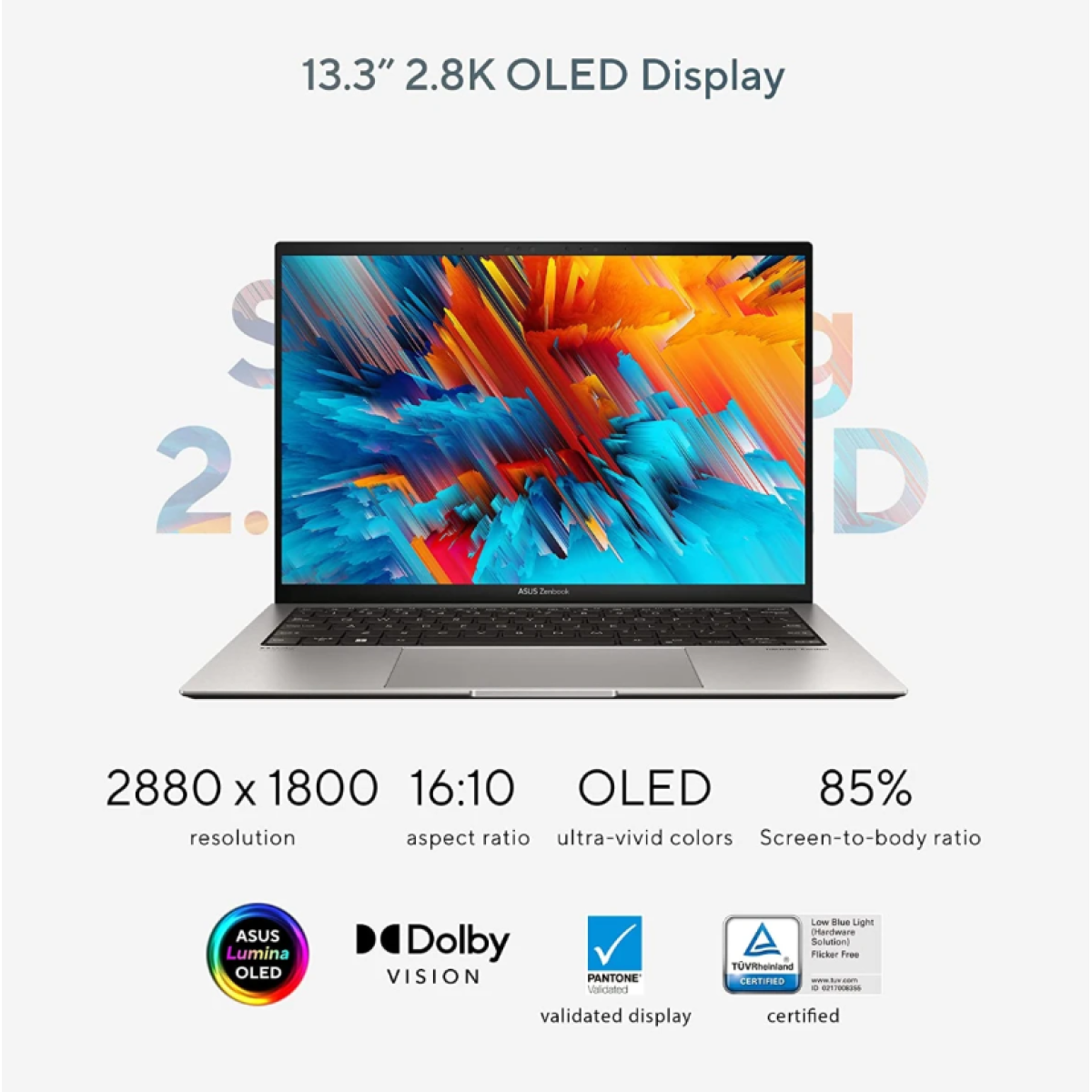 ASUS Zenbook s13 13.3 2.8K World’s Slimmest Laptop OLED Core i7-1355U -512GB SSD M.2 13th Generation Basalt Grey Aluminum - Windows Hello / Windows 11 Home - Image 7