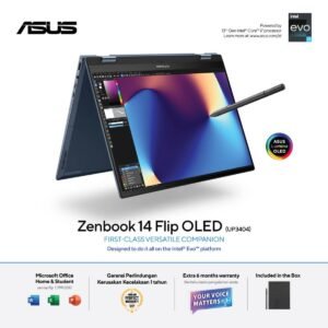 Laptop ASUS Zenbook 14 Flip OLED Intel Core i7-1360P Intel Evo™ Platform 14.0" Touch 2.8K OLED 550nits HDR SGS Eye Care Display Stylus & Sleeve - Ponder Blue