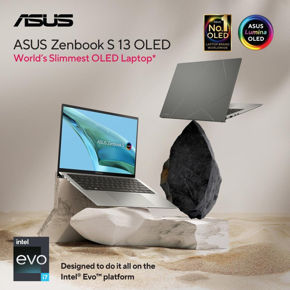 ASUS Zenbook s13 13.3 2.8K World’s Slimmest Laptop OLED Core i7-1355U -512GB SSD M.2 13th Generation Basalt Grey Aluminum - Windows Hello / Windows 11 Home - Image 2