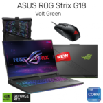 Laptop ASUS ROG Strix G18 14th Gen Intel Core™ i9-14900HX 24-Cores Processor NVIDIA RTX 4060 8GB GDDR6 18" 2.5K, 240Hz - Volt Green ROG Backpack & Mouse