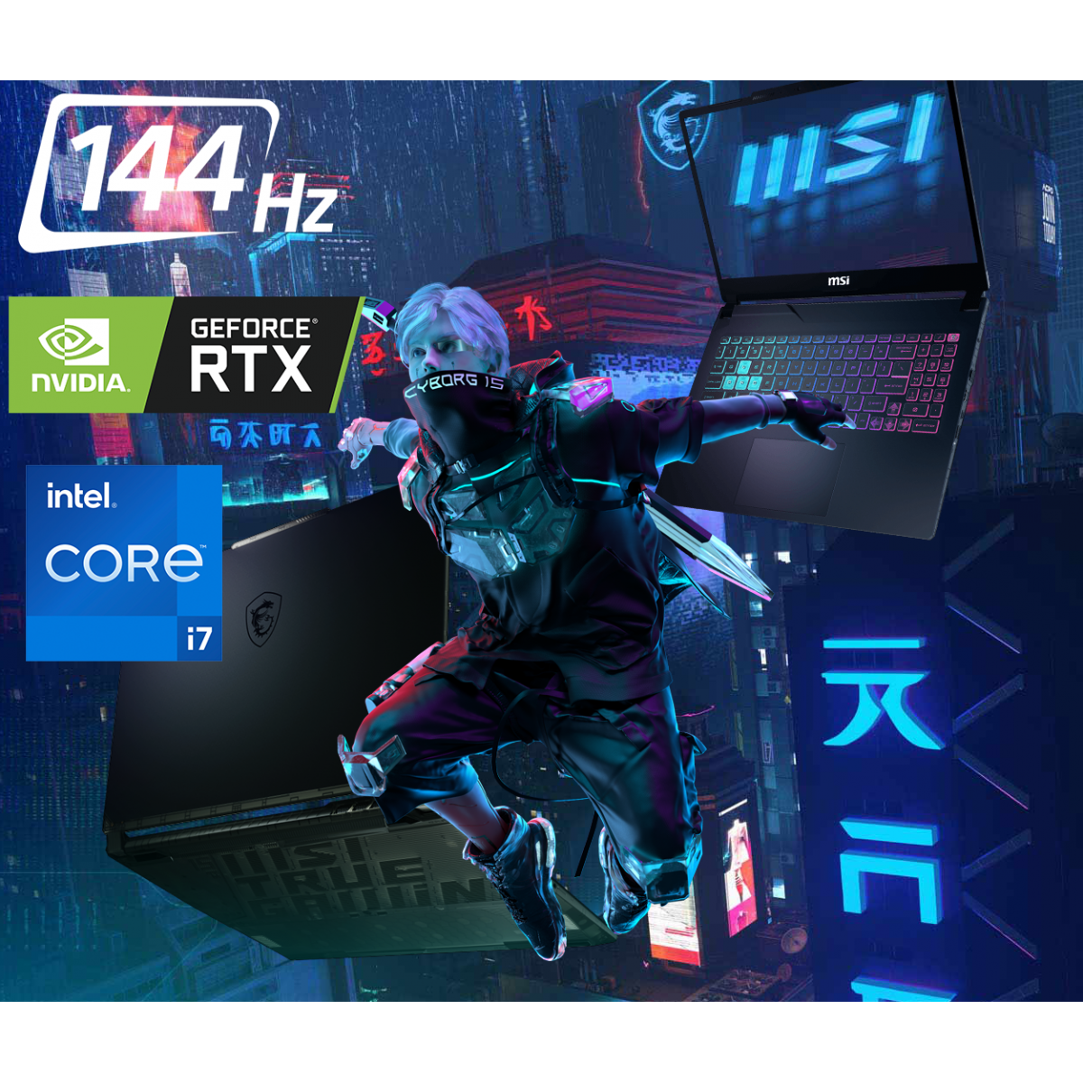 Laptop MSI Cyborg 15 A13UC Intel® Core™ i7-13620H, RTX 3050 4GB DDR7, 16 GB DDR5, 512 GB M.2 SSD, 15.6" 144Hz IPS FHD - Translucent Black