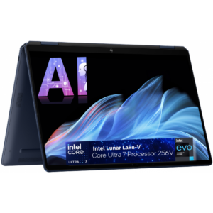 HP OmniBook X Flip 14 inch 2-in-1 Laptop Next Gen AI PC 14-fm0023dx, Intel® Core™ Ultra 7 256V 4.8 GHz, 16 GB LPDDR5x-8533 MT/s, 1 TB PCIe Gen4, 14" 2K Touch Display (1920 x 1200) IPS 400 Nits, Windows 11 Home - Atmospheric Blue