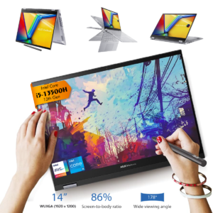 Laptop ASUS Vivobook S 14 Flip, Intel Core i5-13500H Processor, 8GB DDR4, 512GB M.2, 14.0" WUXGA Touch Stylus, Windows 11 Home | 13th Generation  - Cool Silver