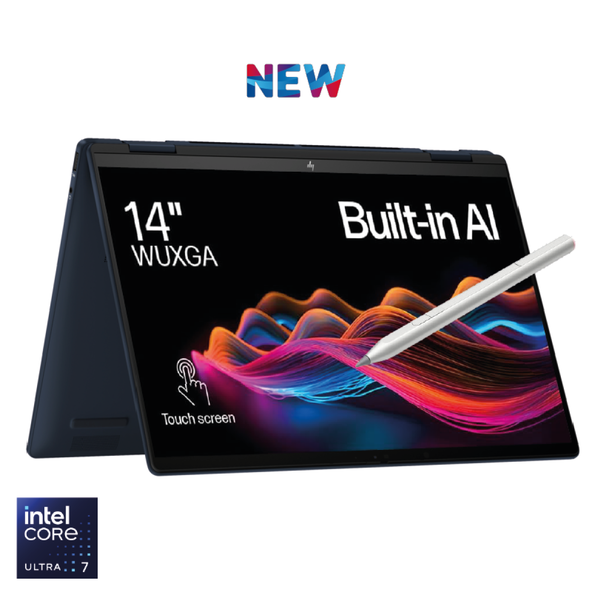 HP Envy x360 2-in-1 Laptop 14-fc0046ne Intel Core Ultra 7 155U Processor 12-Cores With Built-in AI 14" 360 Touch WUXGA 300 nits With Tilt Pen - Atmospheric Blue