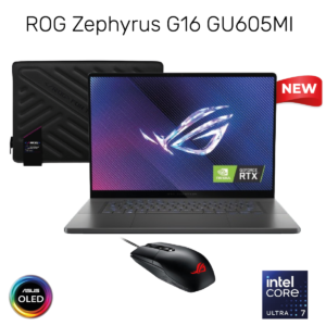 NEW (2024) Laptop ROG Zephyrus G16 | Intel Core Ultra 7 Processor RTX™ 4070 32GB DDR5X 16"  240Hz WQXGA OLED with ROG Zephyrus Sleeve ROG Impact Gaming Mouse & Win 11