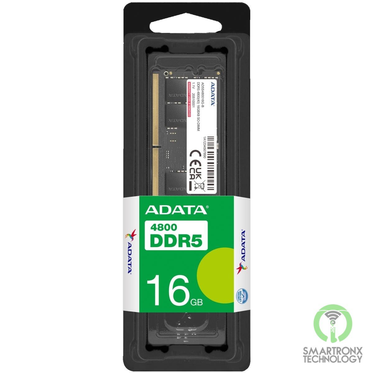 ADATA Single 16GB DDR5 4800MT/s CL40 SODIMM Laptop Memory